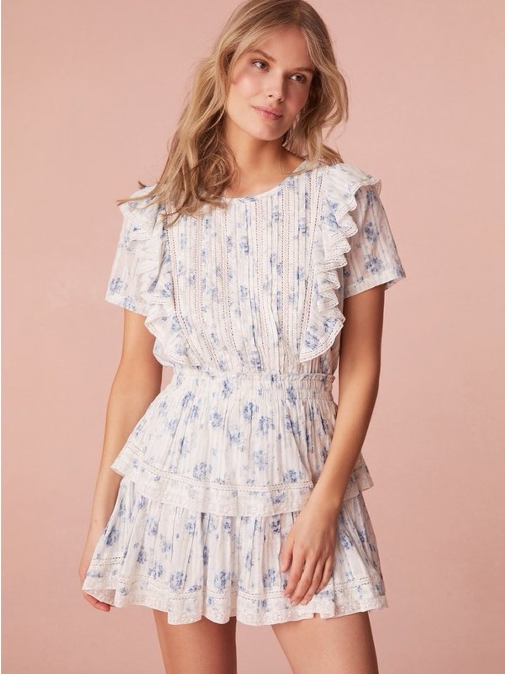 LoveShackFancy Pale Lavender and Soft White Floral Sundress